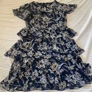 Jessica Howard White and Navy Blue Floral Dress